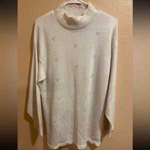 Jane Adams White Knit Sweater Vintage Grandma-core Large